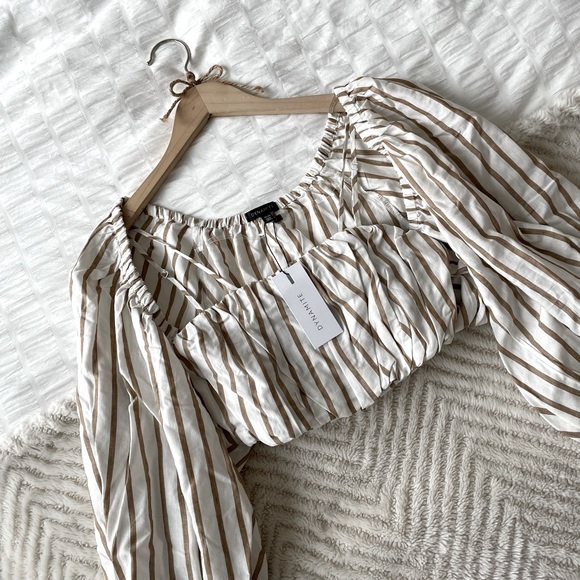 NWT Dynamite 2 piece crop top set in tan - Picture 2 of 7